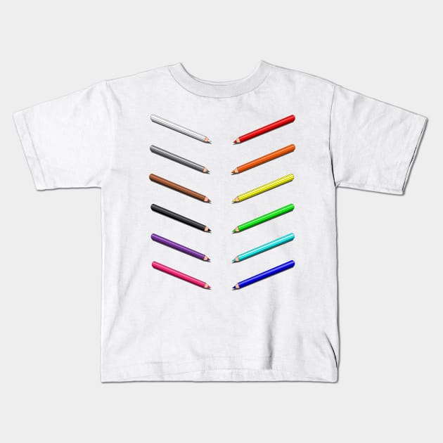 Colouring pencils Kids T-Shirt by MelanieJeyakkumar